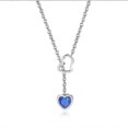 thumbnail image 2 of Collar con lazo en forma de corazón Yashi acero inoxidable cristal azul modelo 21658, 2 of 4
