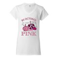 thumbnail image 2 of Wild Bobby In October We Wear Pink Pumpkin Cheetah Print Breast Cancer Awareness Women Standard V-Neck Tee, White, X-Large, 2 of 6