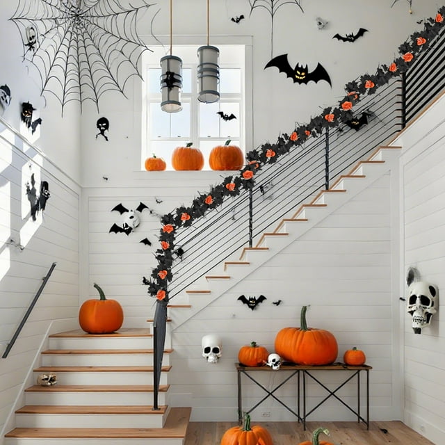 Danhjin Plastic Imitation Rat Tan Simulation Rattan Decoration Green Plant Halloween Rattan Festival Simulation Maple Leaf Fall Garland