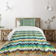 thumbnail image 3 of Ambesonne Geometric Quilted Bedspread Set 2 Pcs, Trippy Forms Motif, Twin Size, Multicolor, 3 of 6