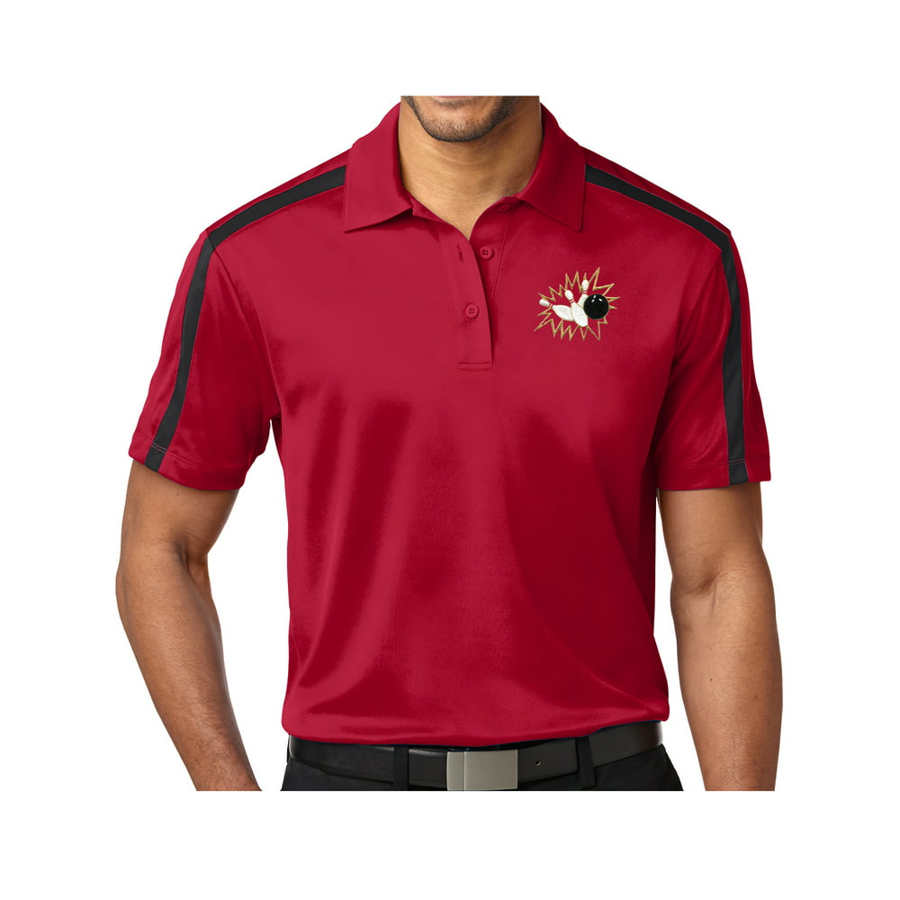 Buy Cool Shirts - Mens Bowling Pins Crashing Premium Polo Shirt - Red ...