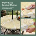 thumbnail image 5 of Round Outdoor Tablecloth with Umbrella Hole and Zipper, Yellow Palm Tree Tablecloth with Elastic Waterproof, Summer Tropical Plants Leaves Vintage Flowers Patio Table Covers for 55" - 60" Tables, 5 of 9