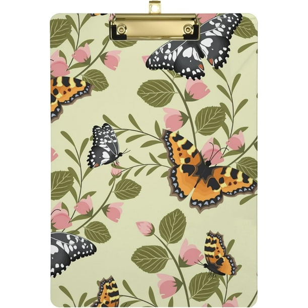 KXMDXA Beautiful Butterfly Clipboard Hardboard Wood Nursing Clip Board