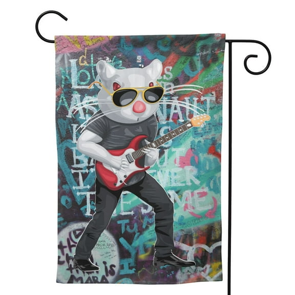 Guitar Music Rats Peace Garden Flag 12.5"X18" Outdoor Indoor Garden Decor Porch Banner Sign With Grommets Uv Fade Resistant