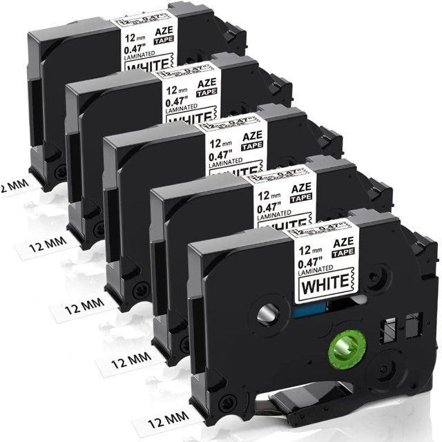 Cinta de casete compatible para Brother TZe-231 TZe231 12 mm 0,47 Ptouch 1000 Tape, para Brother Ptouch PT-H105 H107B H100LB E100 H110 D210 Label Maker, negro sobre blanco 5X dontodent Kuyhfg Sin marca