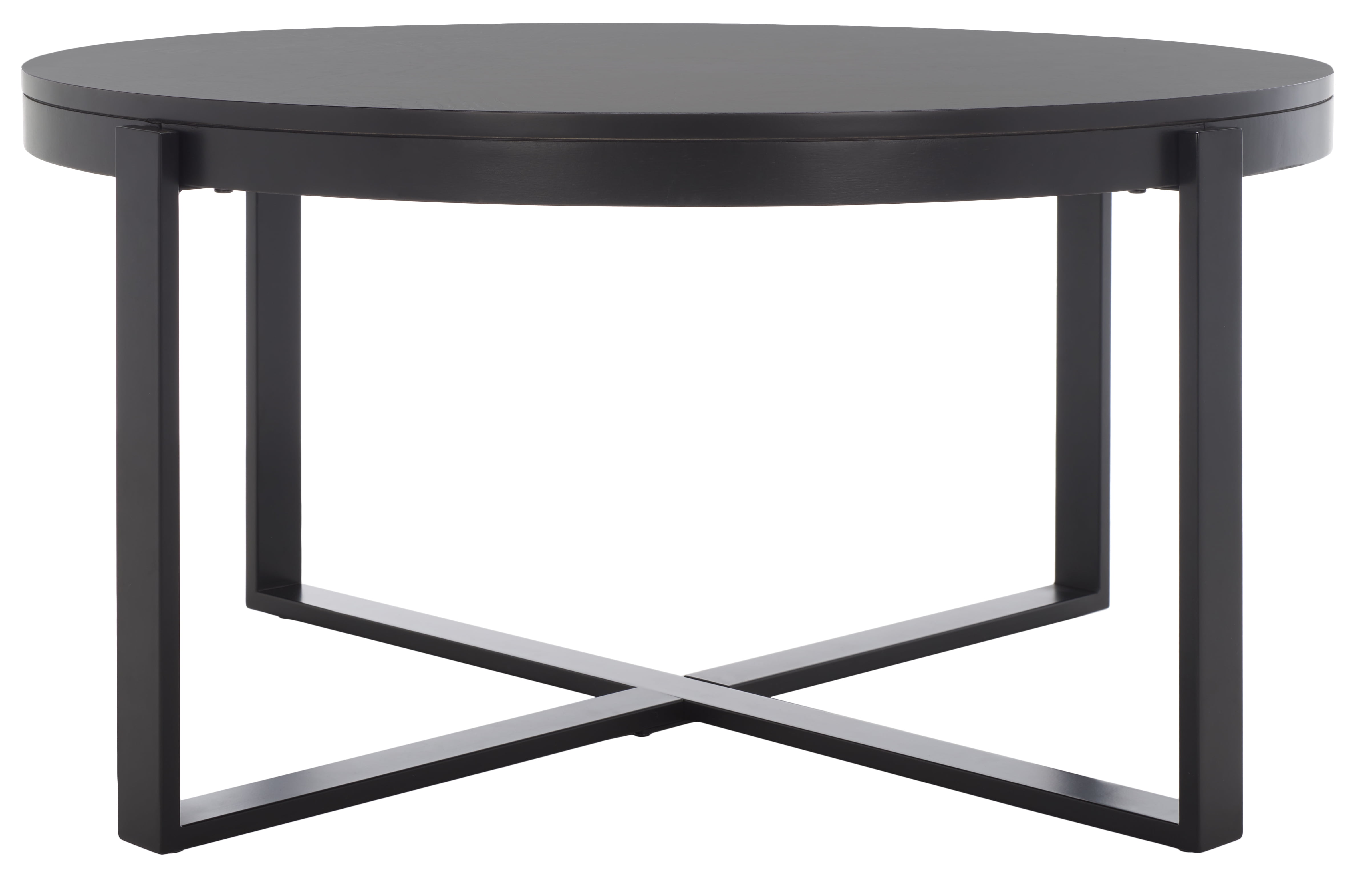 SAFAVIEH Navya Mid-Century Round Coffee Table, Black