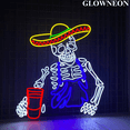thumbnail image 3 of Glowneon Mexican Skeleton With Beer Led Sign, Mexico Bar Pub Wall Art, 3 of 5