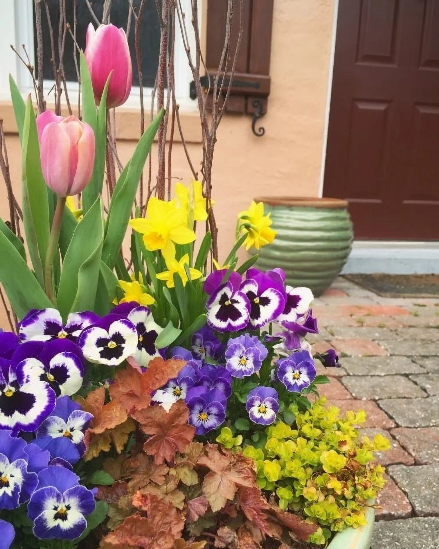 RuWeoMaa 24 Bundles Artificial Pansies Fake Flowers, 13" Artificial Pansies Silk Wild Flowers UV Resistant Faux Plants for Front Door Garden Porch Yard Spring Summer Indoor Outdoor Home Decor