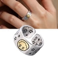 thumbnail image 2 of Fashionable Adjustable Smile Face and Star Ring Antique Style Finger Opening Ring Handmade Jewelry for Daily Wear, 2 of 12