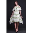 thumbnail image 3 of Bimba Tunique à Épaules Dénudées Imprimée Teinture sur Nœuds Verte pour Femmes Robe de Soirée Col Rond - TTTG, 3 of 6