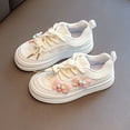 thumbnail image 2 of Otqutp Toddler Girl Shoes Girls Sneakers Bow Flower Decoration Soft Bottom Board Shoes with Lace Up Buckle for Toddler Little/big Kids, 2 of 6