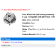 thumbnail image 2 of Front Wheel Hub and Bearing Assembly - 5 Lug - Compatible with 2011 Ram 1500, 2 of 2