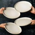 thumbnail image 3 of Large Ceramic Dinner Plates Set Of 4, 10.75 Inch Embossed Kitchen Salad Plates, Modern Serving Plates For Restaurant, Plates With Lipped Edges, Microwave Dishwasher Safe (Damask Floral), 3 of 13