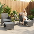 thumbnail image 4 of UDPATIO Balcony Furniture 5 Piece Patio Furniture Set, Outdoor Grey Wicker Chairs with Ottoman, Grey, 4 of 9