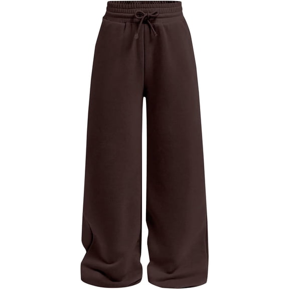 FYDUU Girls Casual Pants Elastic Waist Joggers Wide Leg Sweatpants Loose Fit Athletic Trousers For Kids Comfortable Playwear Bottoms 9-10 Years