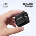 thumbnail image 3 of Powertek 20W USB-C PD + USB-A Dual Port Wall Charger, Carbon Design, Black, 3 of 7