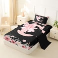 thumbnail image 2 of Erosebridal Cute Bowknot Floral Twin Sheet Sets, Black Pink Initial C Bedding, 3pcs, 2 of 5