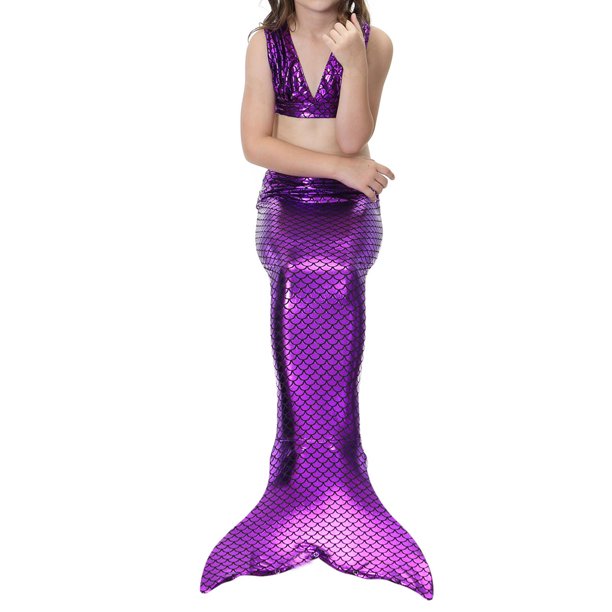 wsevypo 3Pcs Little Girls Mermaid Swimsuit Mermaid Costume for Swimming Bikini Set Halter Top