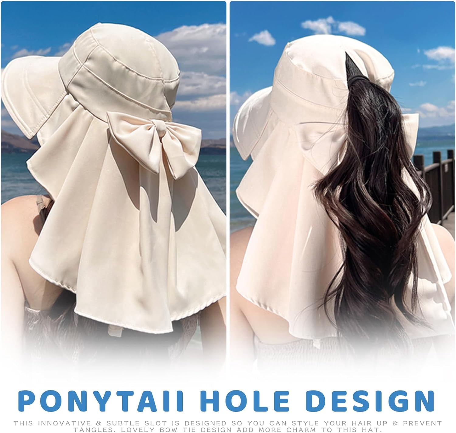 Wide Brim Sun Hat with Ponytail Hole UPF 50+ Cotton Breathable Gardening Hat Breathable Sun Hat With Ponytail Hole | GreaterGood main image 3