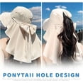 thumbnail image 3 of Women's Sun Hat UPF 50+ Wide Brim Gardening Hat with Bowknot Neck Flap Ponytail, 3 of 9