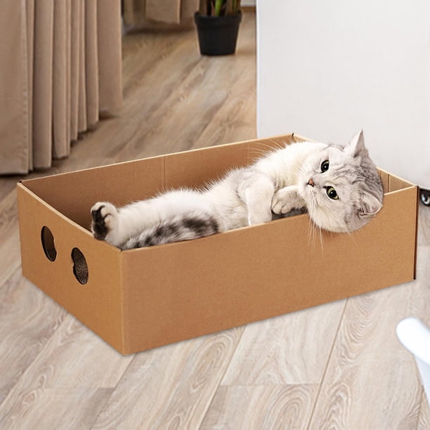 Rascador para gatos, cama para dormir para mascotas, suministros para dormir, cartón corrugado resistente al desgaste y multifuncional.