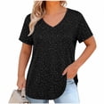 thumbnail image 4 of Purcolt Womens Plus Size Tops Short Sleeve V Neck Loose Fits Basic Summer Shirts Casual Tunics T-Shirt XL-5XL, 4 of 6