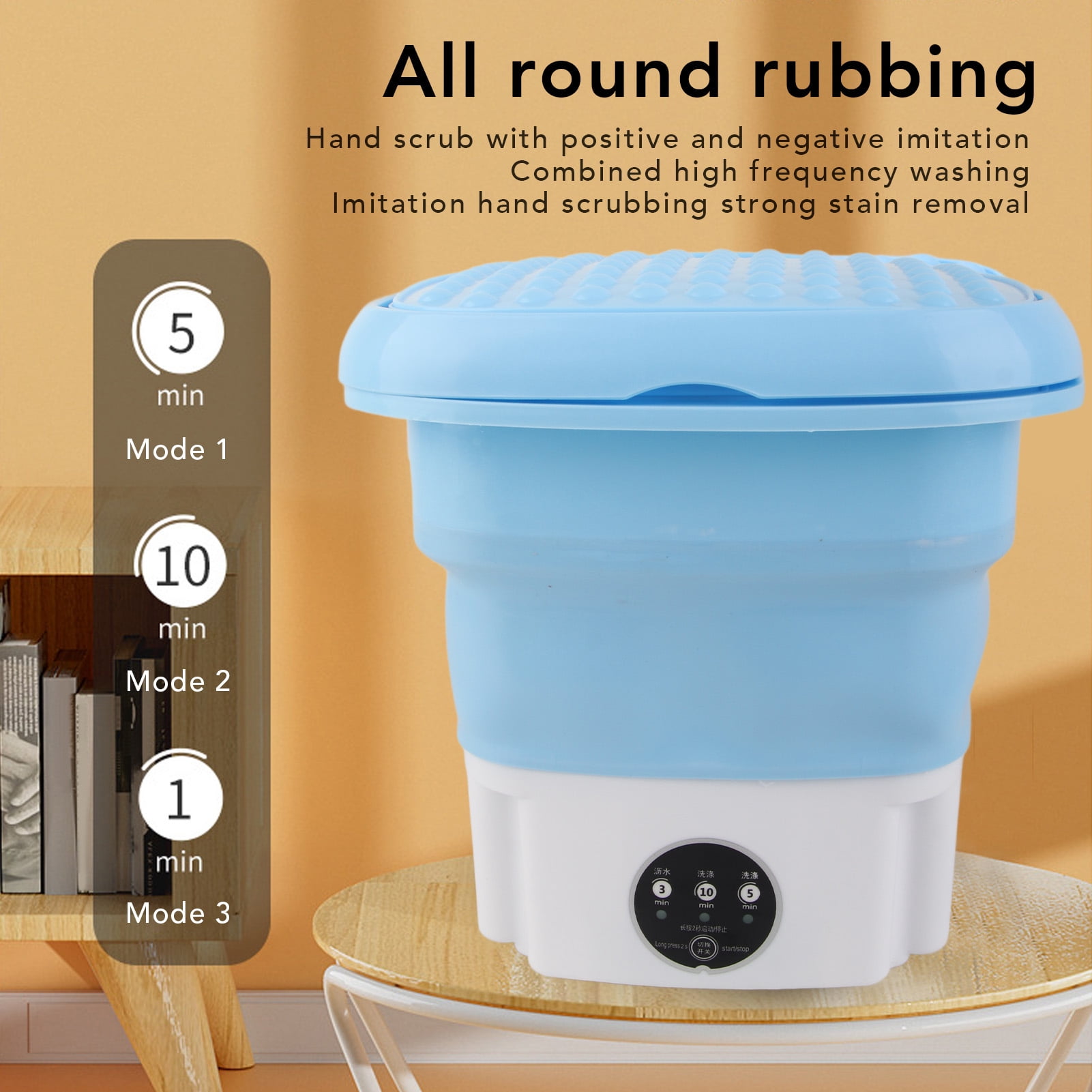 YAHHU Foldable Mini Washing Machine, 6.5L Portable Folding Washer for Underwear, Socks, and Baby Clothes, Blue EU Plug (12.2 x 11.8 x 5.9 inches / 31 x 30 x 15 cm)