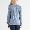 thumbnail image 3 of Womens S/M Blue Floral Brushed Jersey Tie Front Keyhole Long Sleeve Top by Howard's, 3 of 3
