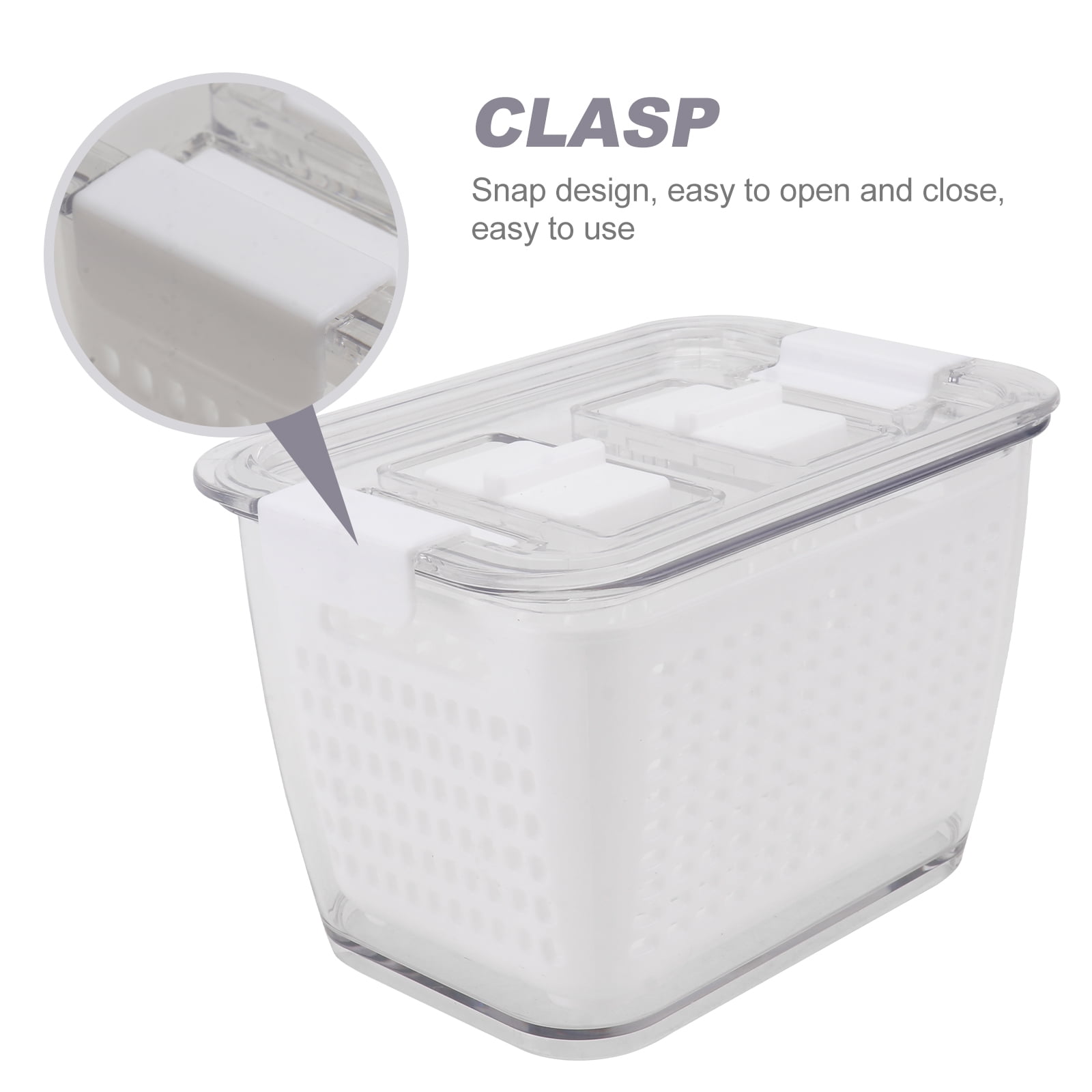BESTYASH 3-Piece Vegetable Keeping Boxes White Plastic Fridge Produce Drain Trays for Kitchen Storage