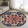 thumbnail image 3 of Bohemia Flower Round Area&nbsp;Rug 3.3ft Vintage Boho Ethnic Farmhouse Orange Floral Pattern Non-Slip&nbsp;Washable Circle Rugs Soft Felt Indoor Floor Mat for Bedroom Kitchen Living Room Bathroom, 3 of 9