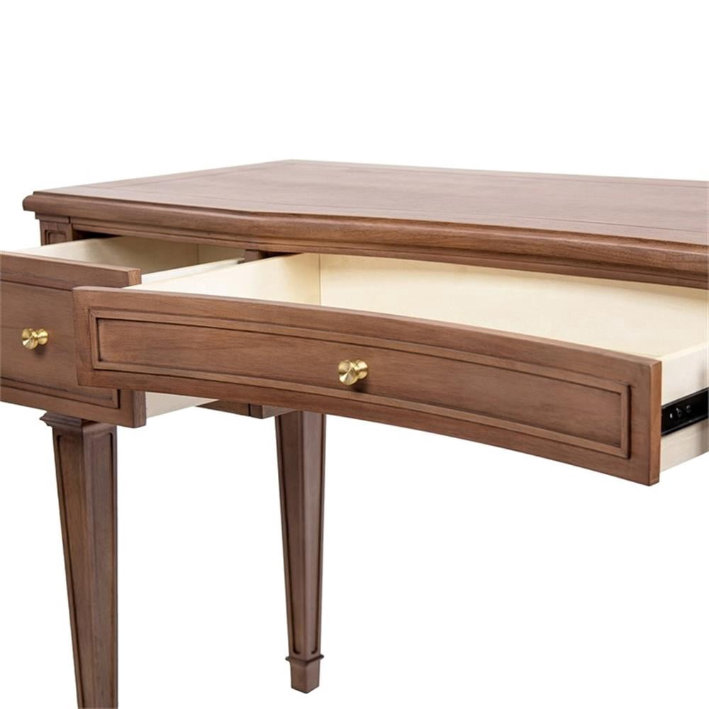 Scranton & Co 55" 3-Drawer Wood Executive Desk in Brown Rubber Wood & Veneer