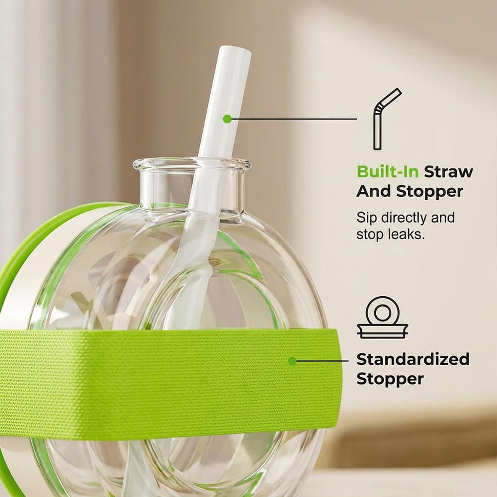 Ice Cube Maker Bottle, 2-in-1 Ice Cube Bottle with Straw, Easy Press Ice Tray Water Bottle, Leak Proof Lid, Vertical Ice Maker for Freezer, Travel, Gym & Home Use.