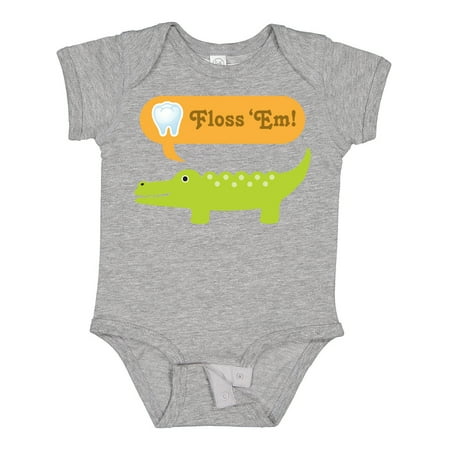 

Inktastic Funny Alligator Floss Em Tooth Gift Baby Boy or Baby Girl Bodysuit
