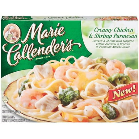 Marie Callender's: Creamy Chicken & Shrimp Parmesan W/Linguine, Yellow Zucchini & Broccoli In Parmesan Alfredo Sauce Meal, 13 oz