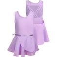 thumbnail image 3 of WIBACKER 3-10Y Kid Girls Sparkly Dance Leotard with Skirt Hi-Low Shiny Ballet Dance Dresses Gymnastics Suit, 3 of 11