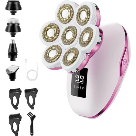 Hoey Electric Razors for Women,7D Gifts for Women,Cordless Electric Shaver with Detachable Head Wet & Dry Facial Hair Remover for Legs Painless Water Resistant