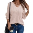 thumbnail image 2 of UVN Blouse for Women Fall V Neck Shirt Long Sleeve Pullover Sweatshirts Dressy Casual Ladies Tops, 2 of 8