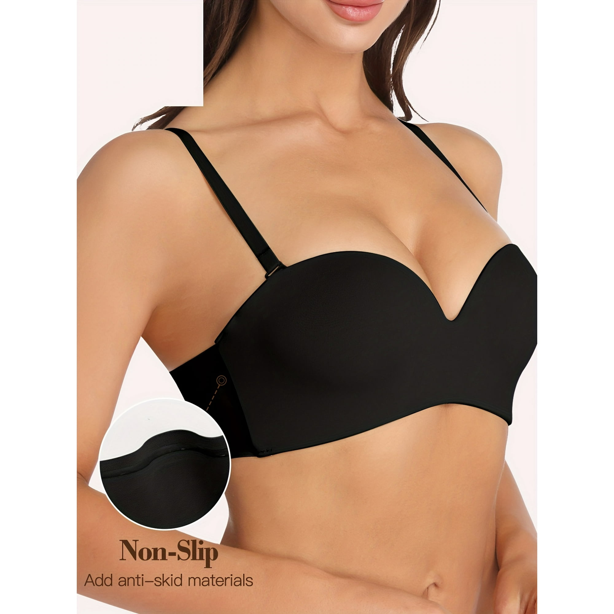 Ionia Sujetador Sin Aros Solido Simple Comodo Sujetador Push Up Sin Costuras Con Correas Desmontables Lenceria Y Ropa Interior De Mujer Other 36d 80d