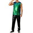 thumbnail image 2 of INSPIRE CHIC Tank Top for Men's Sleeveless Round Neck Glitter Disco Metallic Party Tank Top S Green, 2 of 4