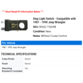 thumbnail image 2 of Stop Light Switch - Compatible with 1987 - 1990 Jeep Wrangler 1988 1989, 2 of 2