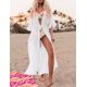 thumbnail image 2 of Xishao Cárdigan Largo de Playa Cubre Bikini Sexy con Cinturón Diseño de Volantes E-Blanco E-Blanco Xishao ropa, 2 of 2
