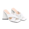 thumbnail image 4 of Zapatos de mujer Moda Color sólido Minimalista Arrugas Cruz Sandalias de tacón grueso Zapatillas Chanclas Wmkox8yii hj789, 4 of 9