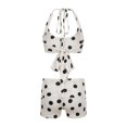 thumbnail image 4 of Women's Bikini Shorts Sets Halter Triangle Top with Low Rise Boyshorts Pool Beachwear (White S), 4 of 8