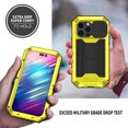 thumbnail image 7 of Feishell Cover for iPhone 13 Pro Case Heavy Dustproof Shockproof Dropproof Military Grade Rugged Durable Aluminum Metal Case with Kickstand Screen Protector, Yellow, 7 of 7