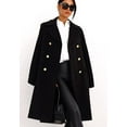 thumbnail image 3 of LinYooLi Women's Notch Lapel Double Breasted Pea Coat Winter Casual Wool Blend Overcoat Long Shacket Jacket, 3 of 5