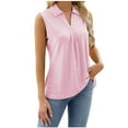 thumbnail image 4 of FAIWAD Womens Summer Sleeveless Tank Tops Trendy Lapel V Neck T Shirt Casual Dressy Blouse Tops, 4 of 5