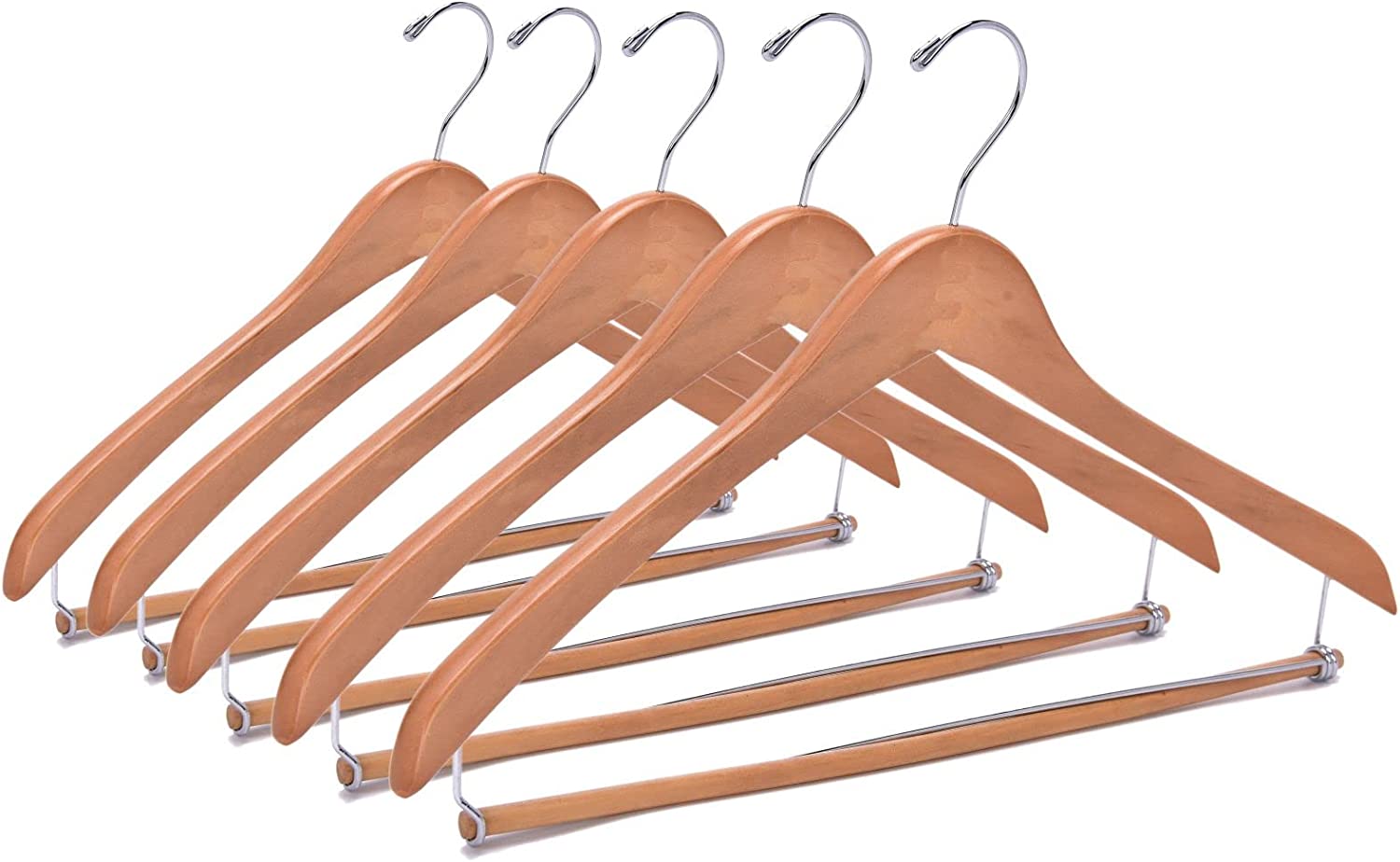 Wooden Hangers Beautiful Sturdy Suit Coat Hangers with Locking Bar