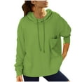 thumbnail image 2 of Women's Cowl Neck Hoodies, Casual Long Sleeve Loose Pullover Tops Drawstring Hooded Sweatshirt Green L, 2 of 7