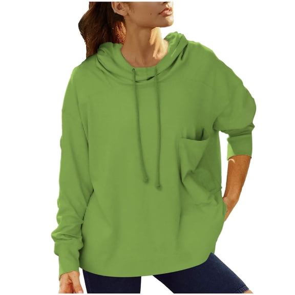 Cmfcve Green Woman Jacket Track Hoodies Sweatshirts Solid Color Loose Fit Athletic Hoodies Long Sleeve Pullover Workout Running Jackets with Pocket