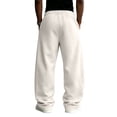 thumbnail image 4 of Nestiefly Men's Baggy Sweatpants Fleece Wide Leg Barrel Sweat Pants Lounge Joggers Loose Fit Pants with Deep Pockets Beige XL, 4 of 5